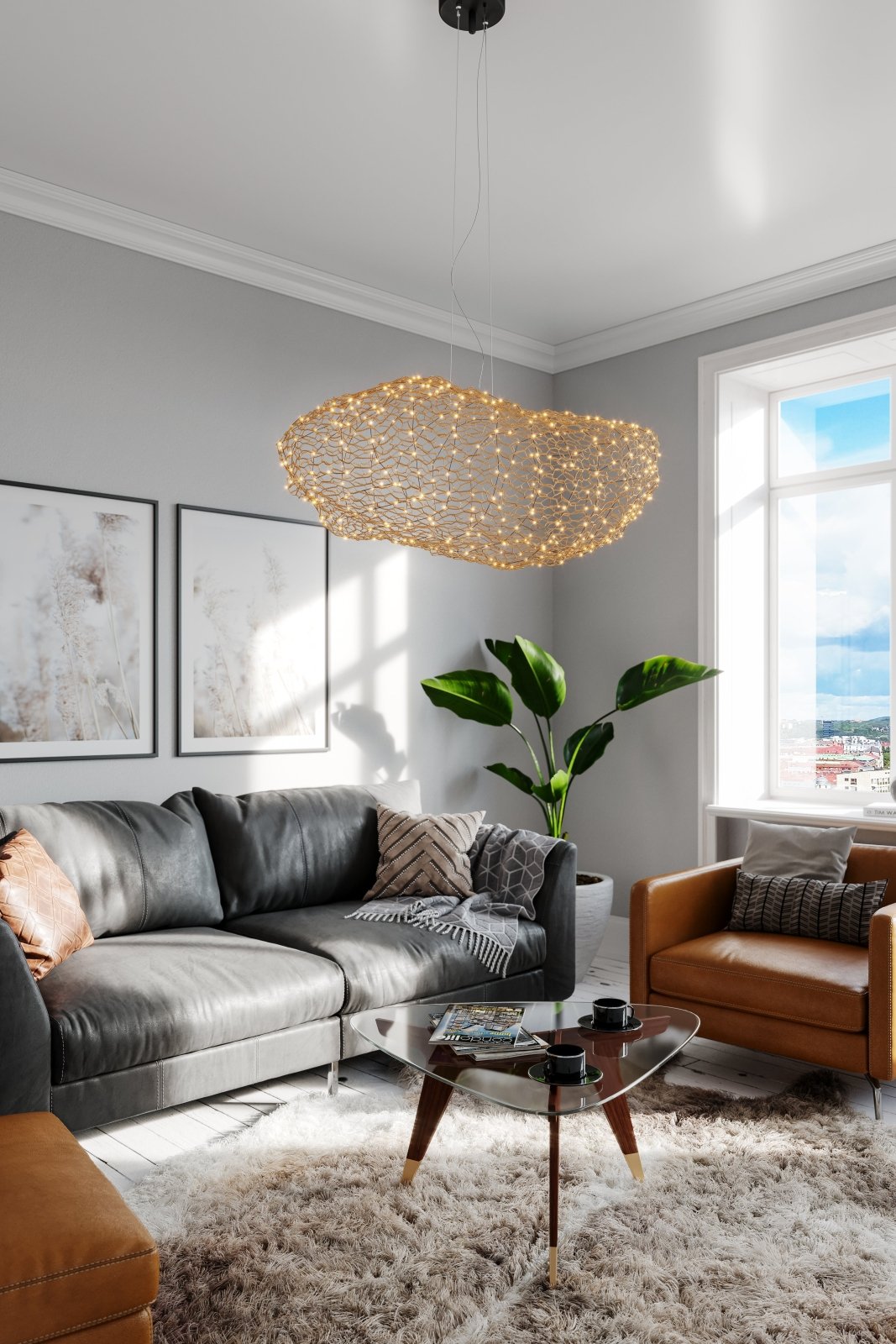 By Rydéns Hayden taklampa LED L115 cm guld - Azalea Home