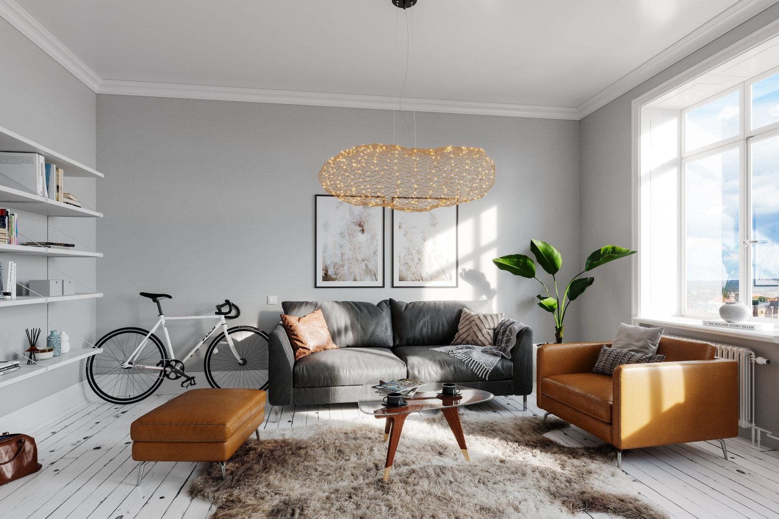 By Rydéns Hayden taklampa LED L115 cm guld - Azalea Home