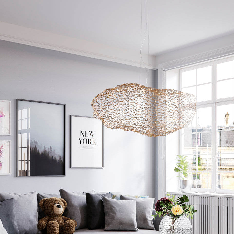 By Rydéns Hayden taklampa LED L76 cm guld - Azalea Home