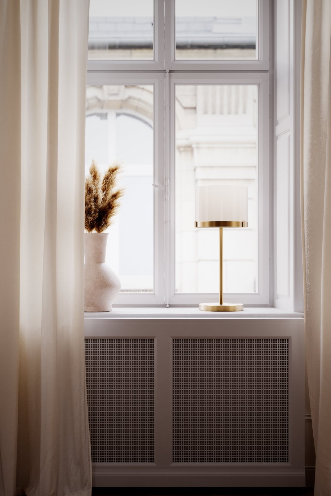 By Rydéns Marcel bordslampa H55 cm mässing/vit - Azalea Home