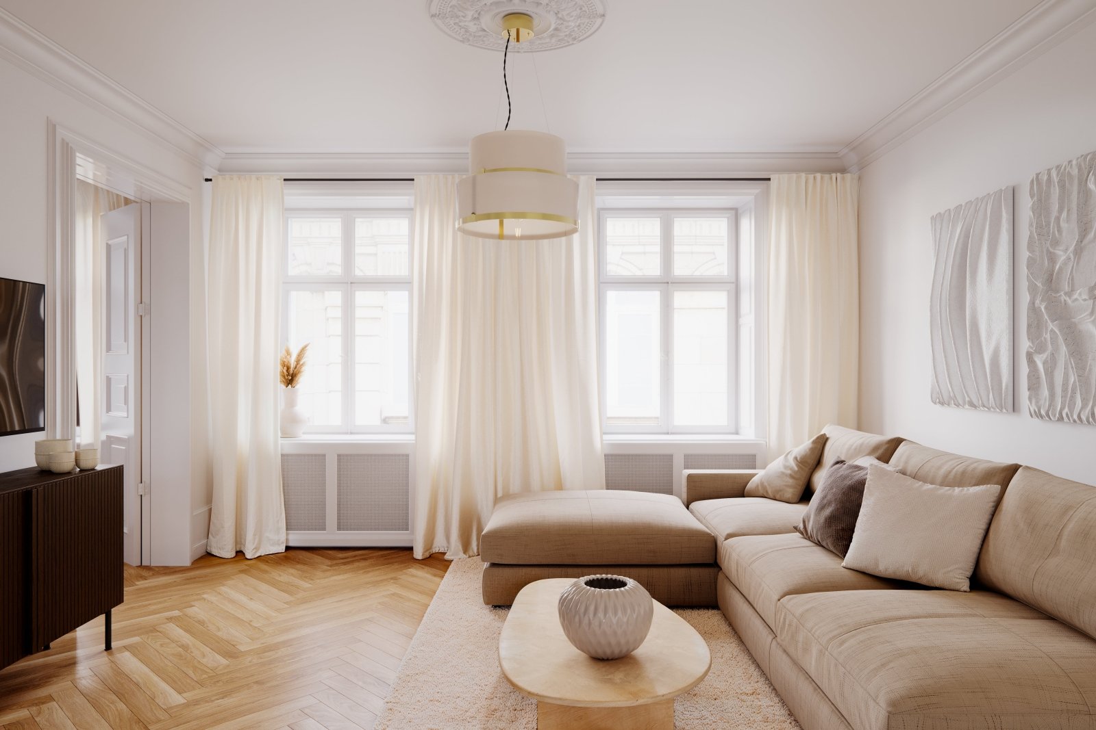 By Rydéns Marcel taklampa Ø50 cm mässing/vit - Azalea Home
