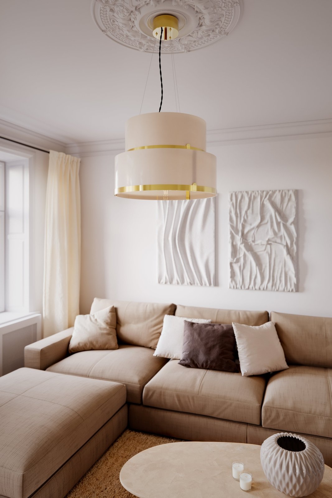 By Rydéns Marcel taklampa Ø50 cm mässing/vit - Azalea Home