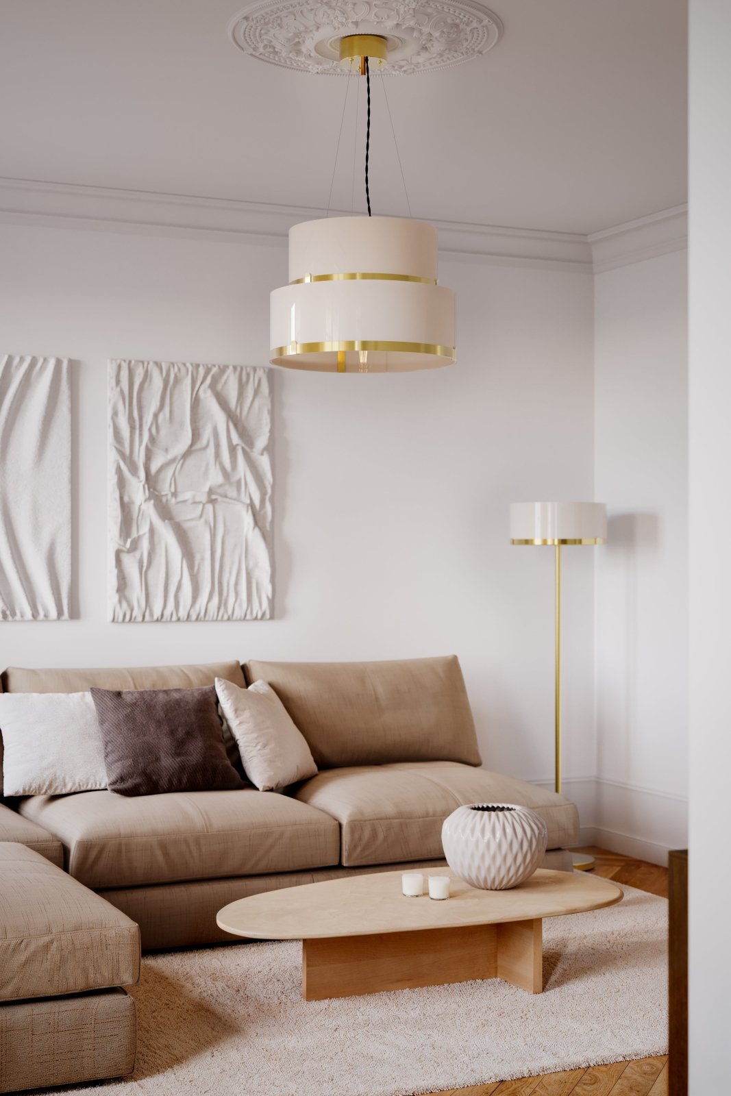 By Rydéns Marcel taklampa Ø50 cm mässing/vit - Azalea Home
