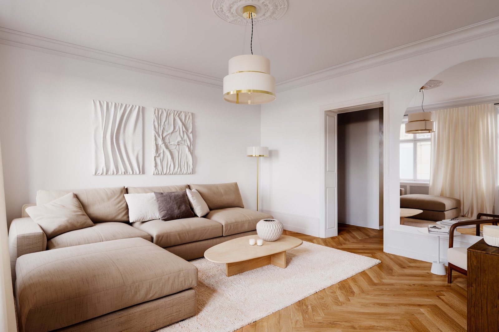 By Rydéns Marcel taklampa Ø50 cm mässing/vit - Azalea Home