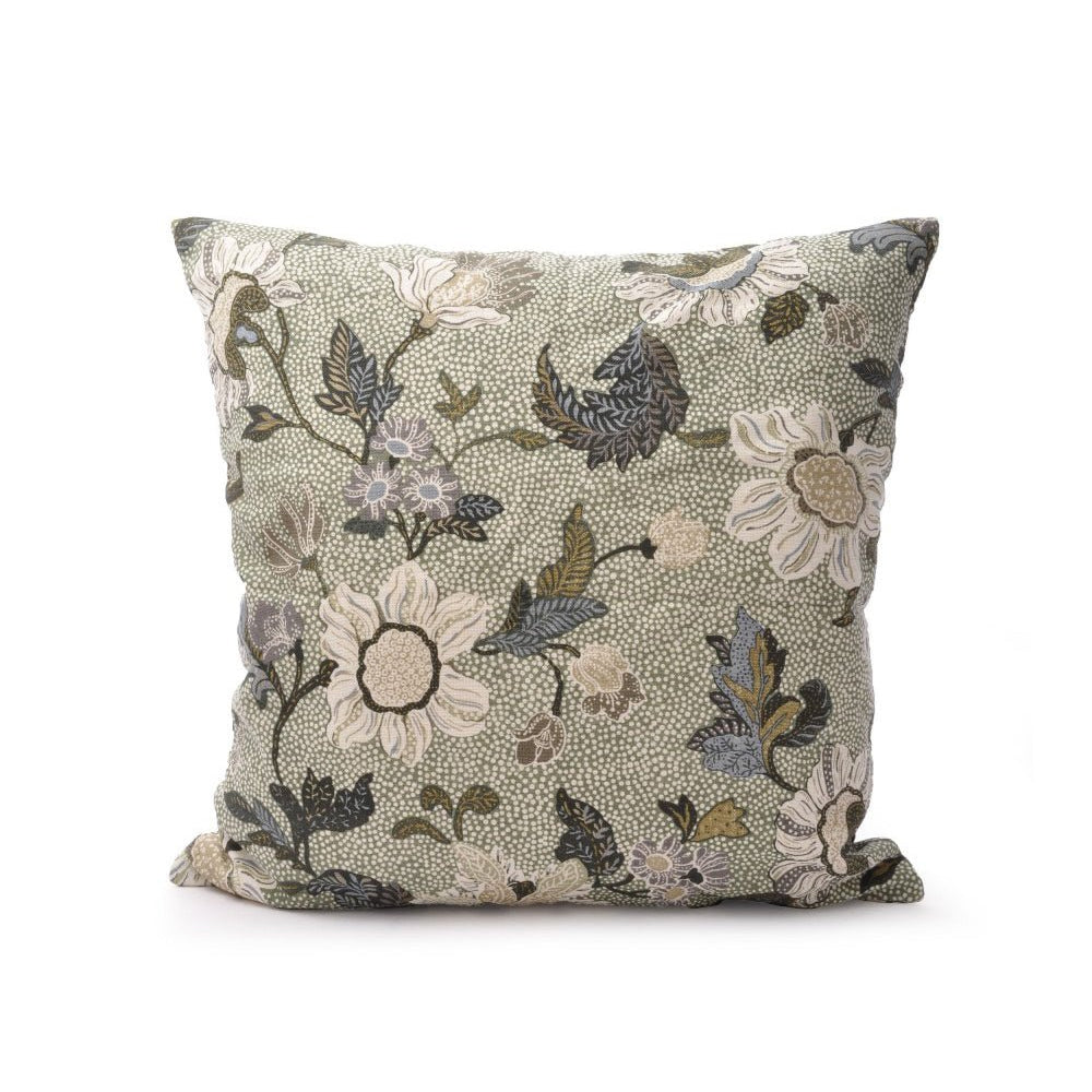 Ceannis Flower Linen Kuddfodral 50x50cm, Mjuk grön - Azalea Home