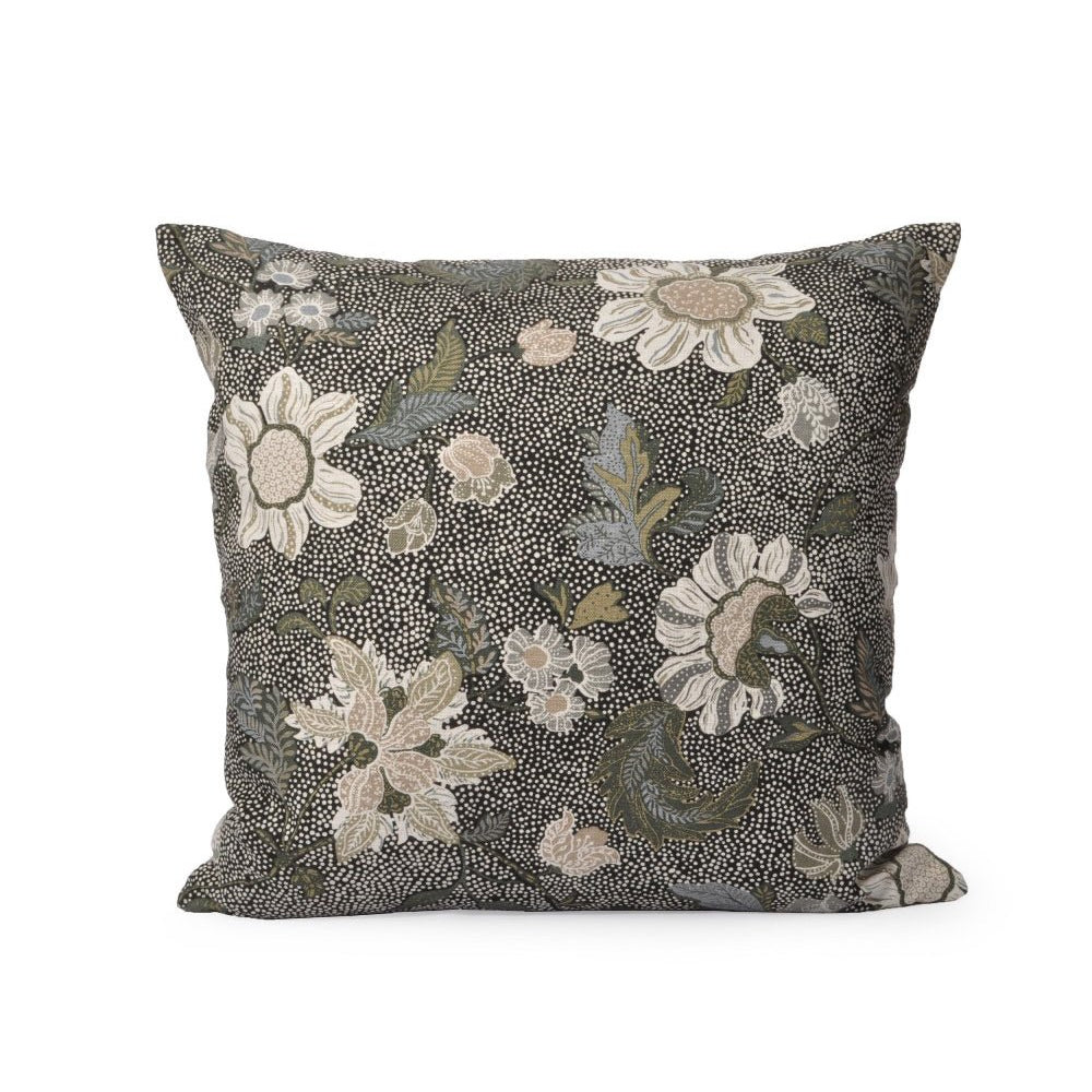 Ceannis Flower Linen Kuddfodral 50x50cm, Svart - Azalea Home
