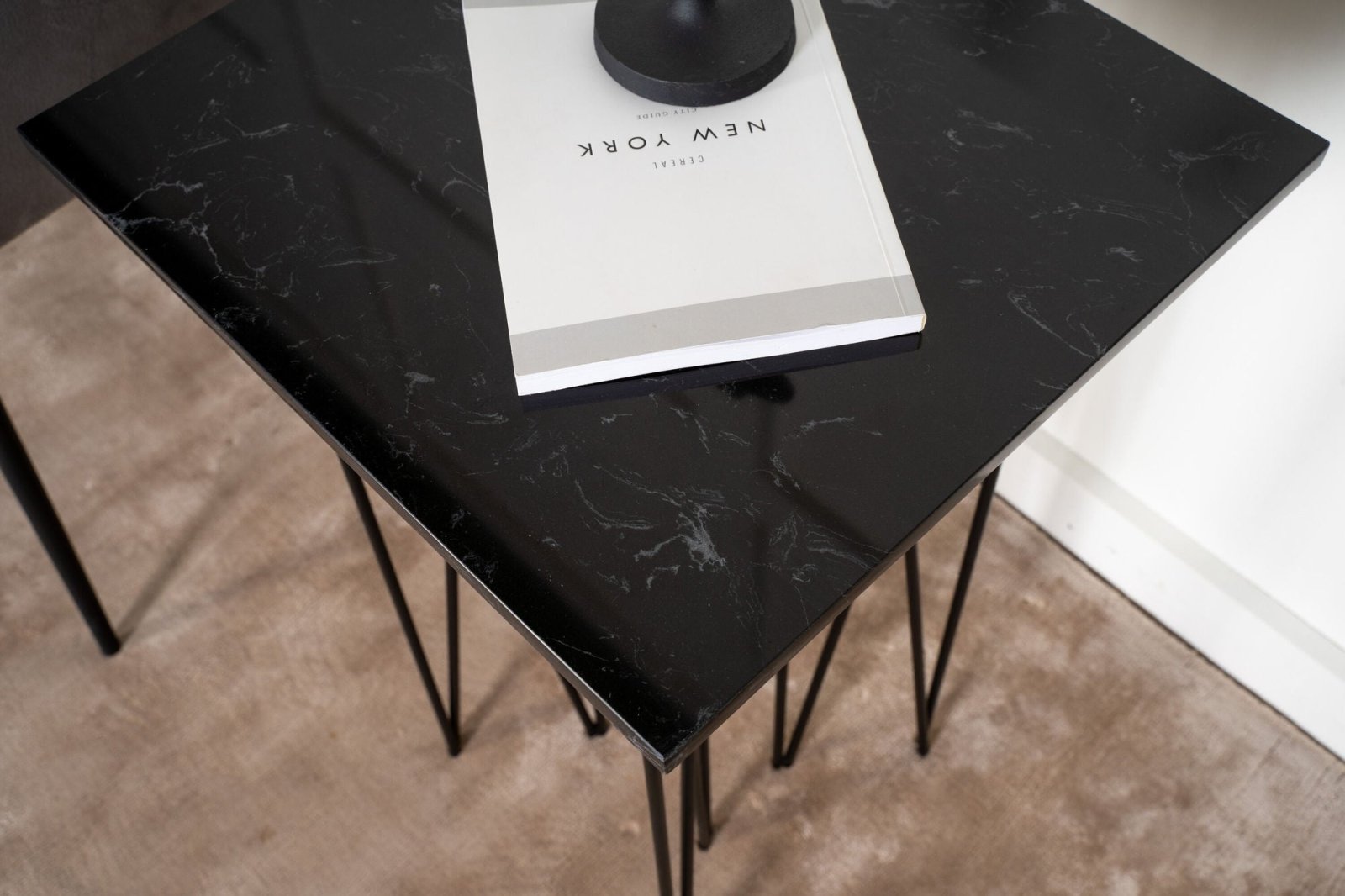 Furniture Fashion Stone Sidobord 40 x 40 cm, Svart - Azalea Home