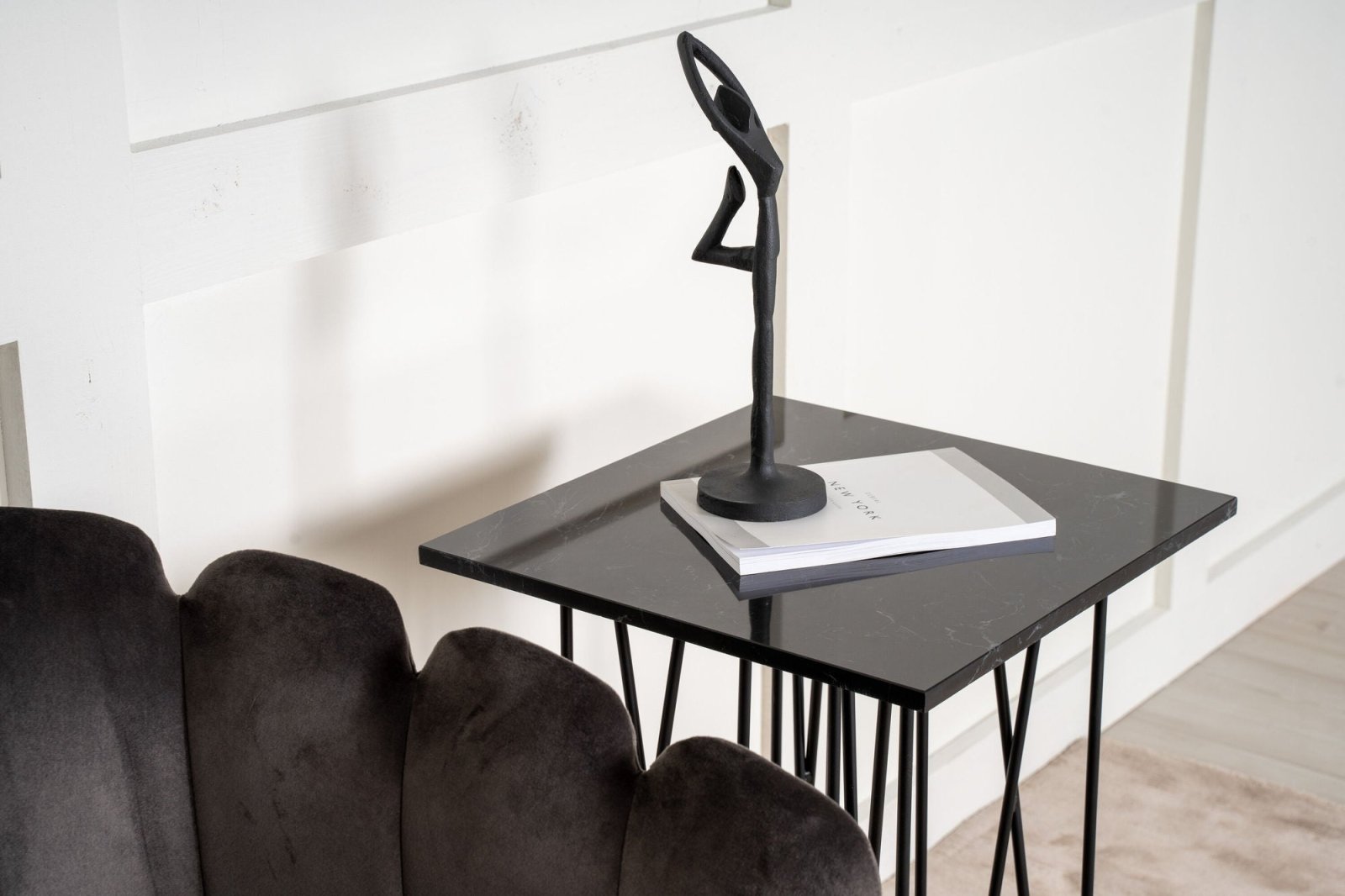 Furniture Fashion Stone Sidobord 40 x 40 cm, Svart - Azalea Home