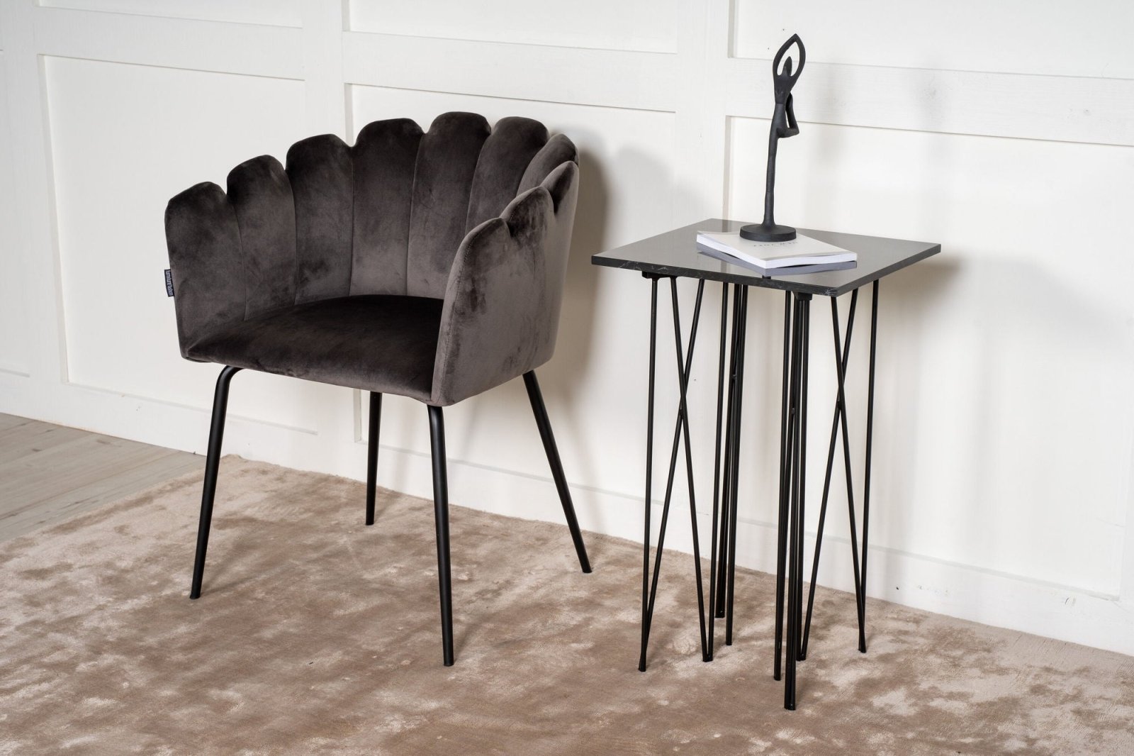 Furniture Fashion Stone Sidobord 40 x 40 cm, Svart - Azalea Home