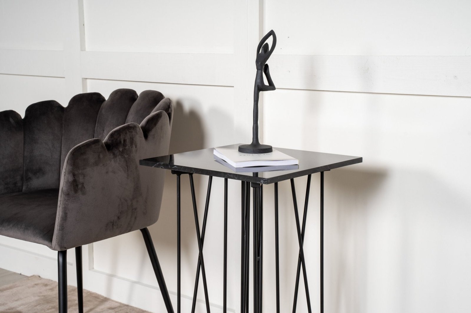 Furniture Fashion Stone Sidobord 40 x 40 cm, Svart - Azalea Home