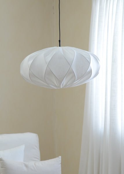 Hallbergs Belysning TWISTER ELIPS Lampskärm 50cm, Linne vit - Azalea Home