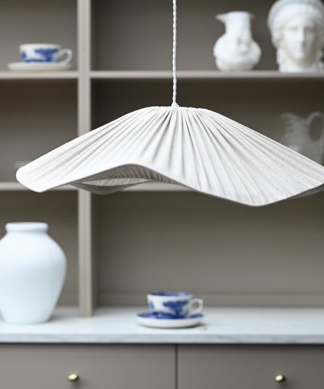 Hallbergs Belysning Wave Lampskärm 50cm, Linne Vit - Azalea Home