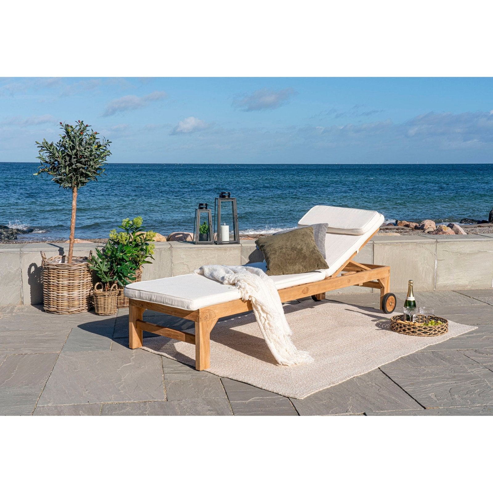 House Nordic Andorra dyna för solsäng, Vit - Azalea Home