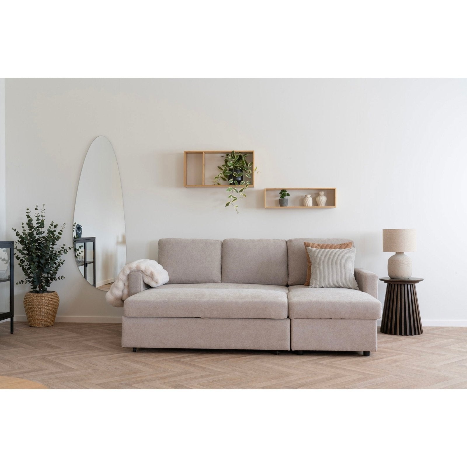 House Nordic Belfast bäddsoffa schäslong, Dark Sand - Azalea Home