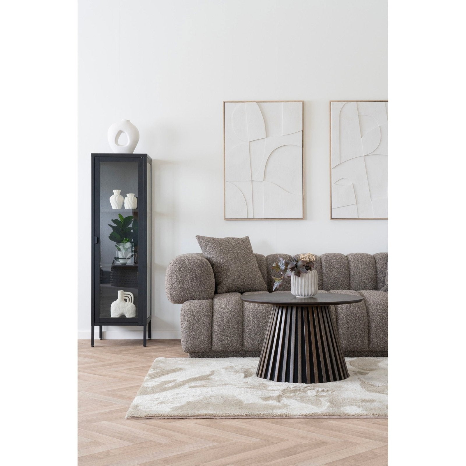 House Nordic Brisbane smalt vitrinskåp H140cm, Svart - Azalea Home