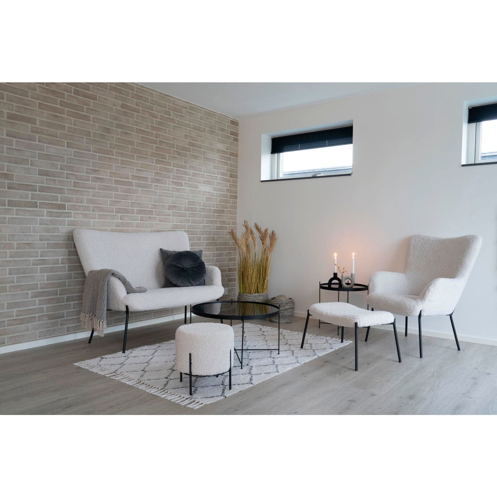 House Nordic Glasgow fotpall, Vit - Azalea Home