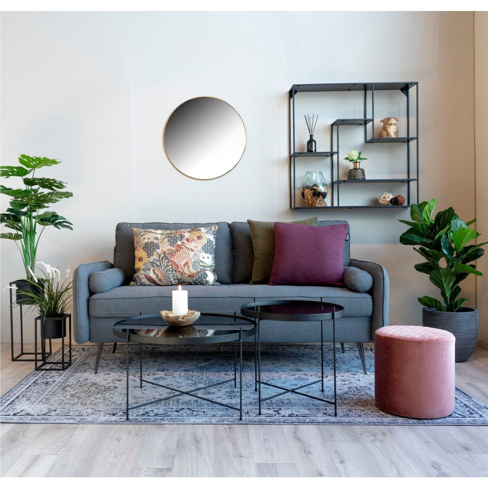 House Nordic Jersey Väggspegel Ø60, Mässing - Azalea Home