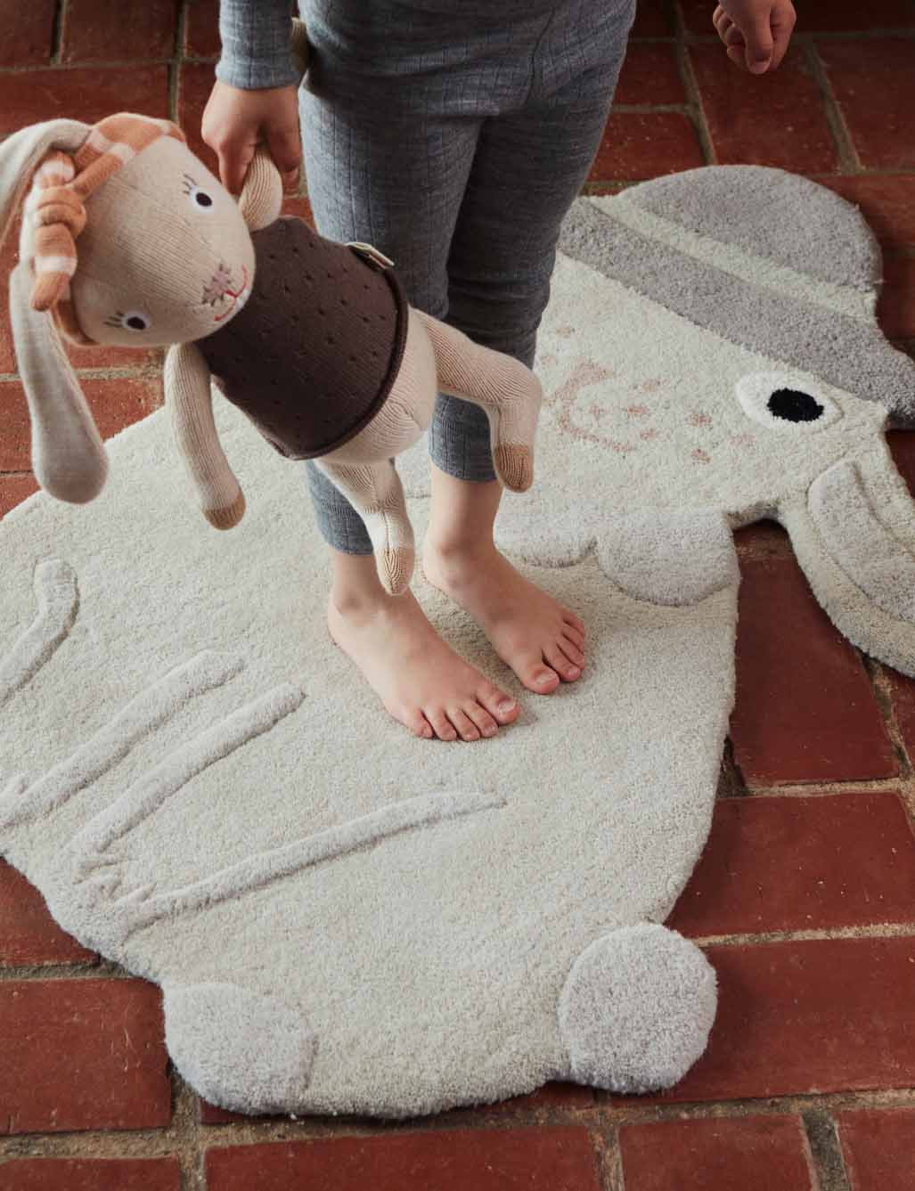 Hopsi Rabbit Barnmatta 100x76, Off-white