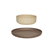 Pullo Barntallrik & Skål, 2-Pack, Taupe