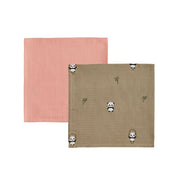Panda Muslin Barnfilt, 2-Pack, Khaki