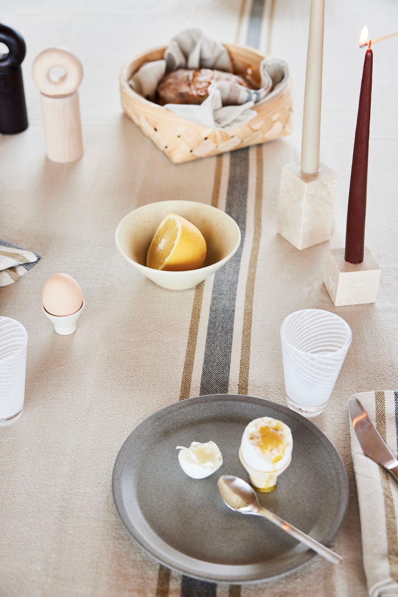 Savi Square Ljusstake Marmor, Beige
