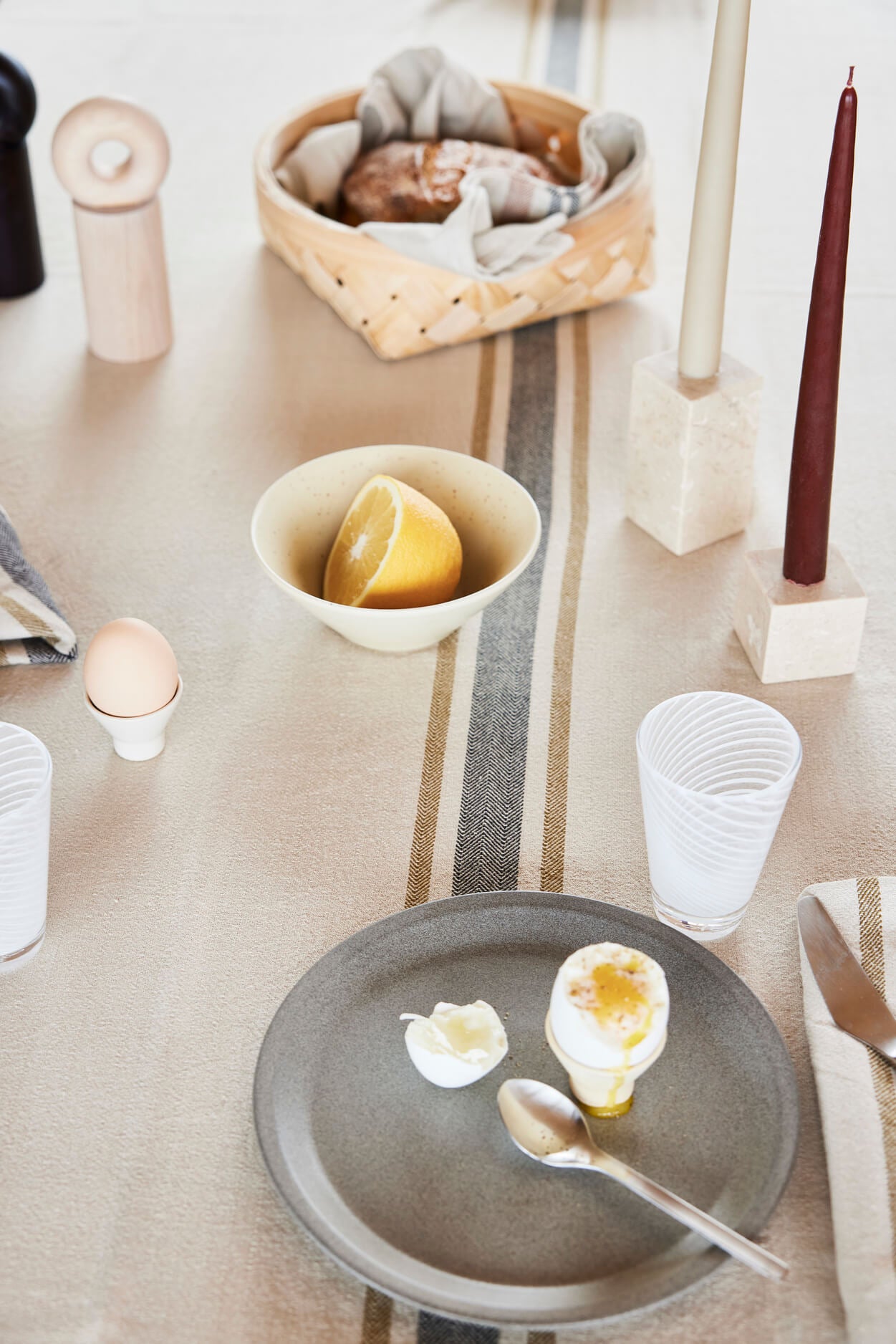 Savi Square Ljusstake Marmor, Beige