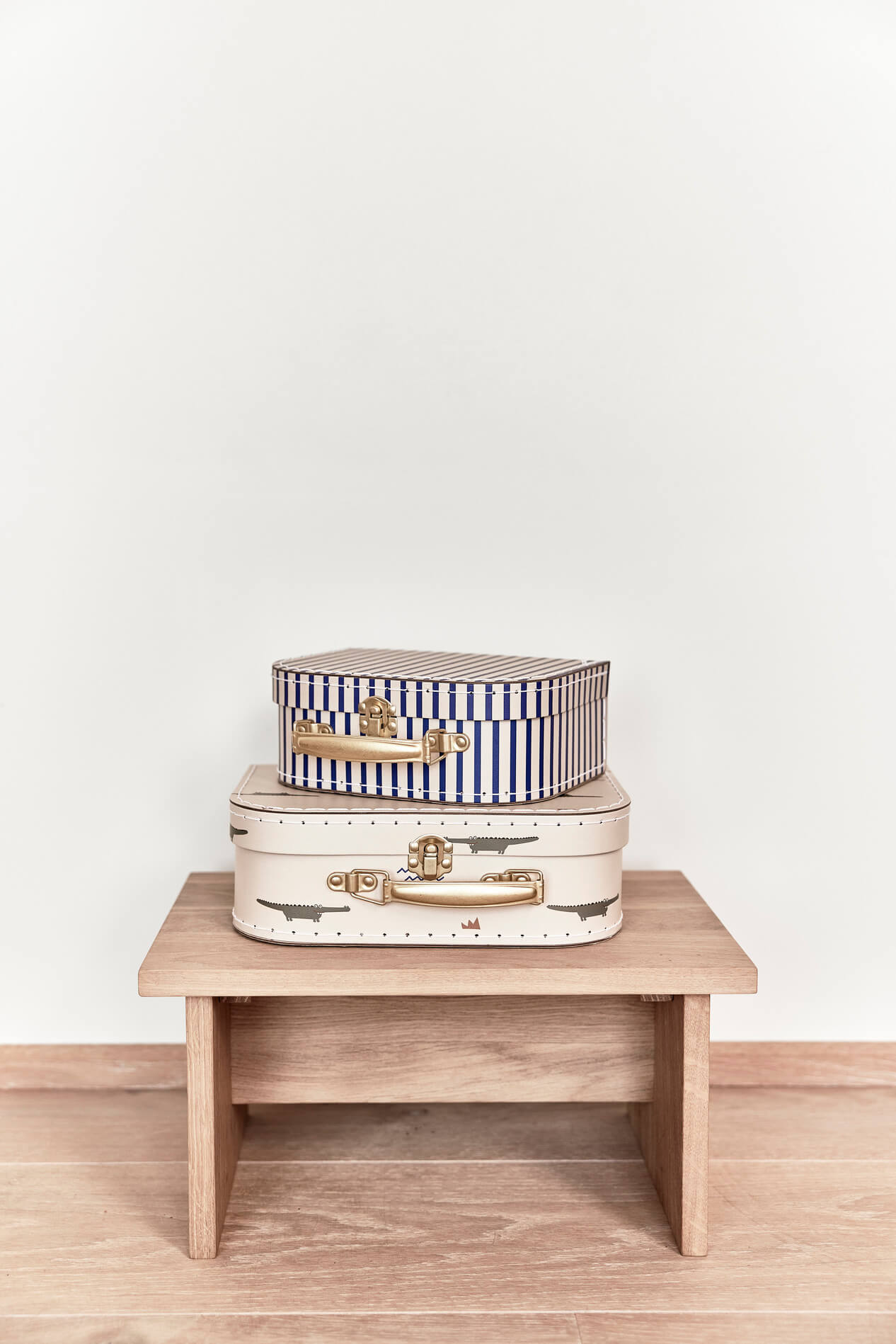 Miniresväska Crocodile & Stripe, 2-Pack, Beige