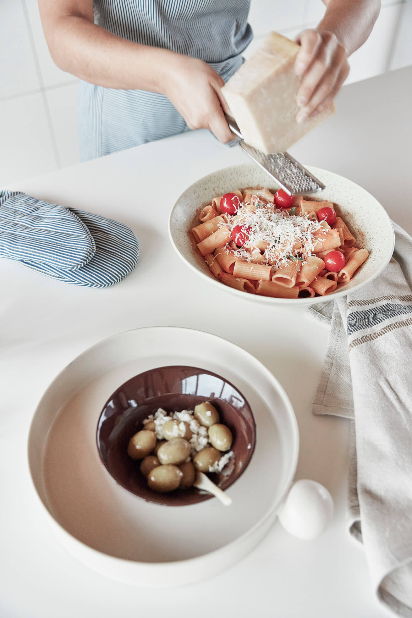 Striped Denim Grytvante, Blå