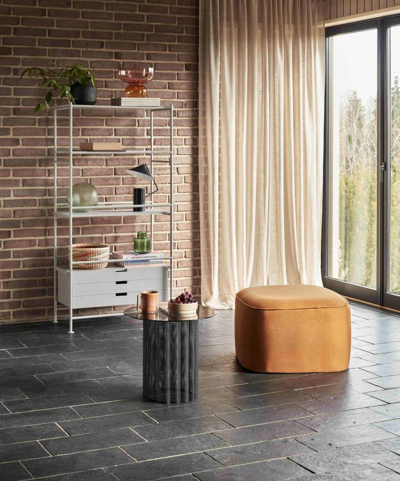 Hübsch Cube Siffpuff, Orange - Azalea Home