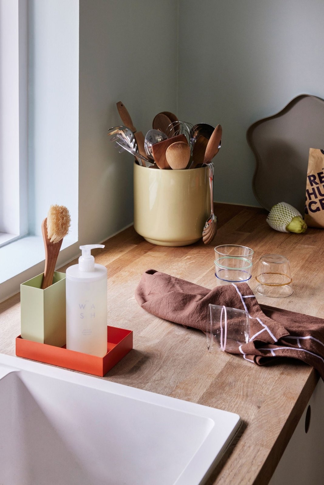 Hübsch Easypeasy Kökshandduk, Brun/lila - Azalea Home