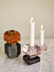 Hübsch Gem Ljusstake, Grå / Rosa - Azalea Home