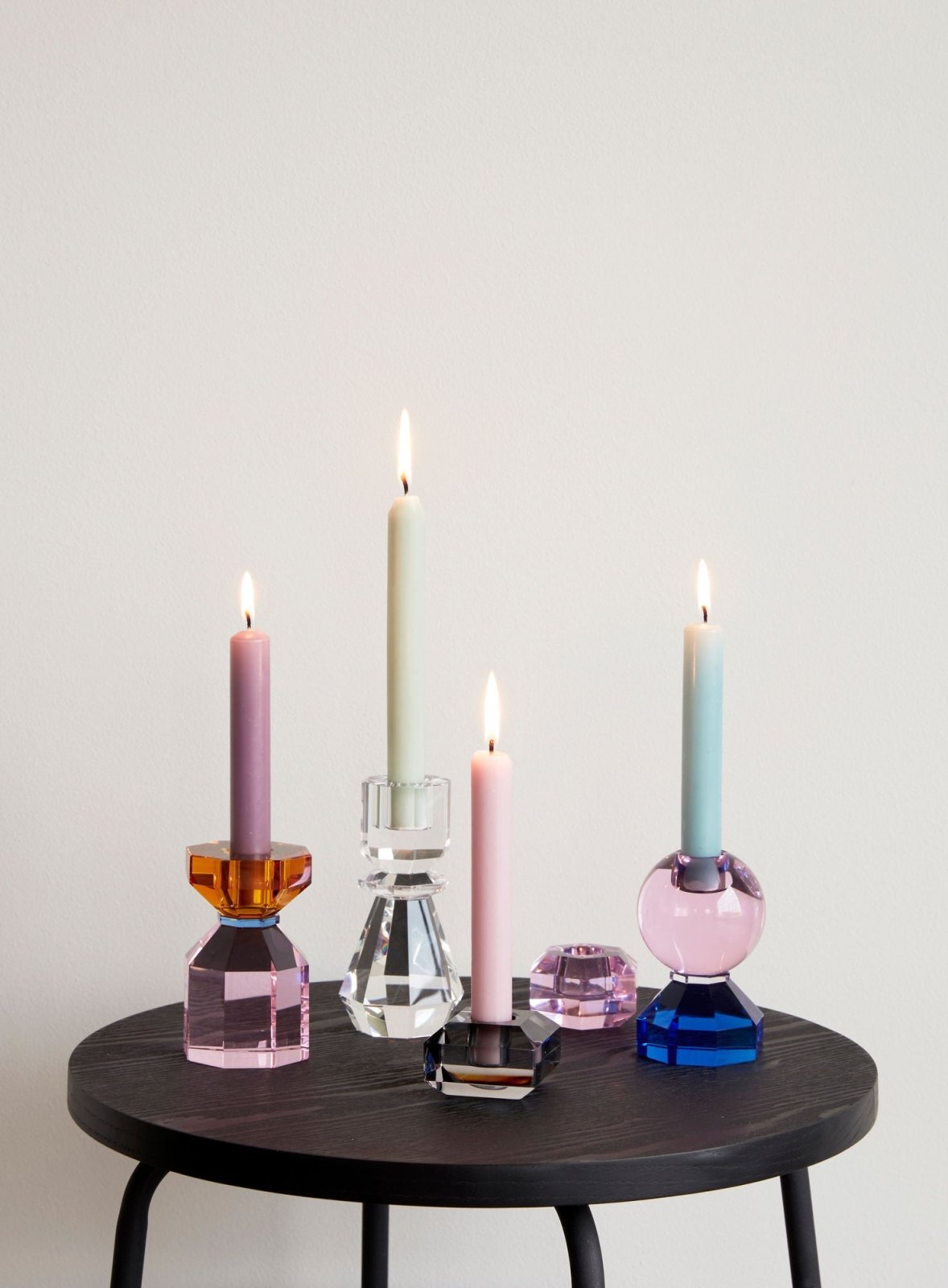 Hübsch Gem Ljusstake, Rosa / Blå - Azalea Home