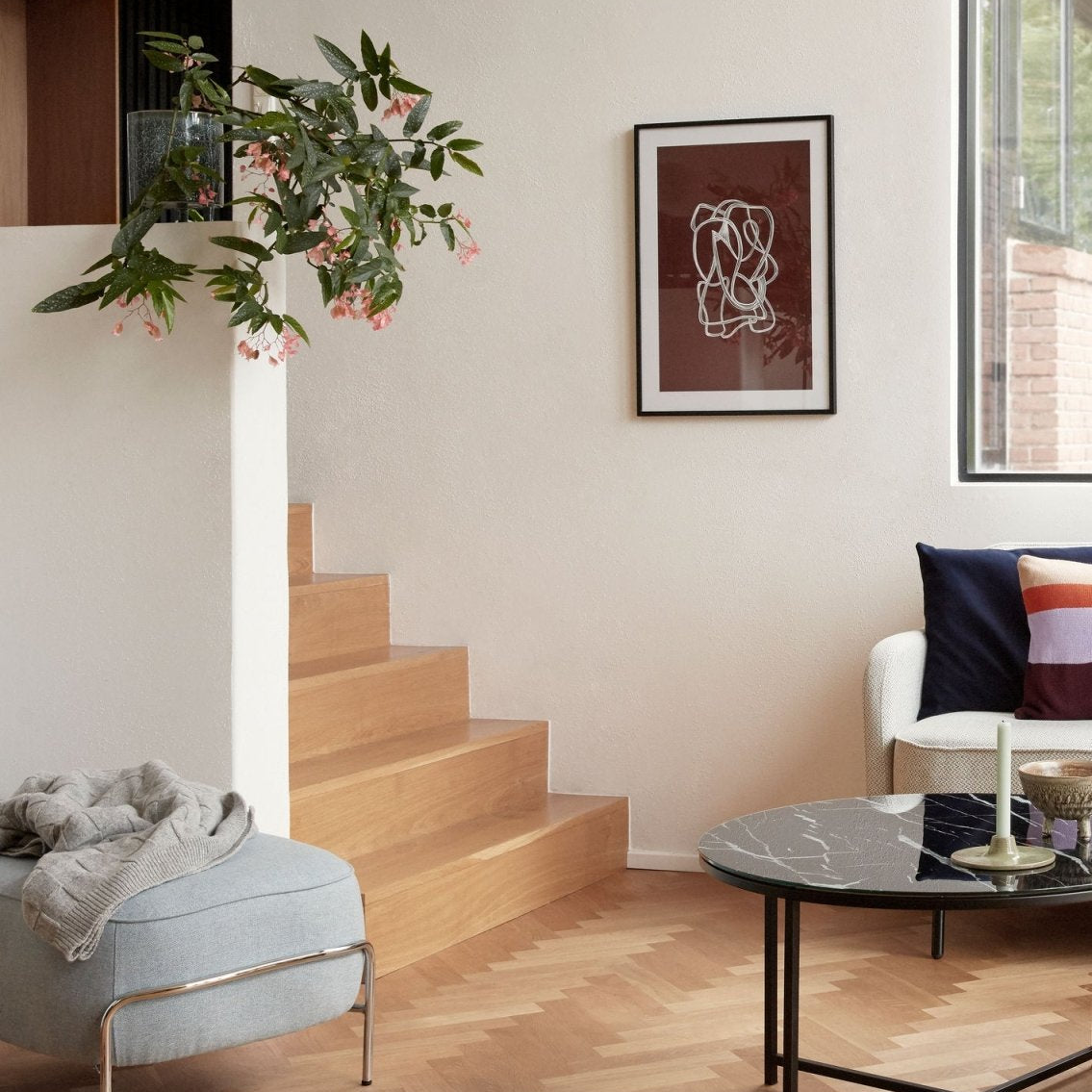 Hübsch Kumo Sittpuff, Blå - Azalea Home