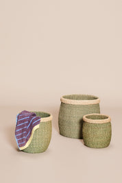 Hübsch Moss Korg 3 - Pack, Grön - Azalea Home