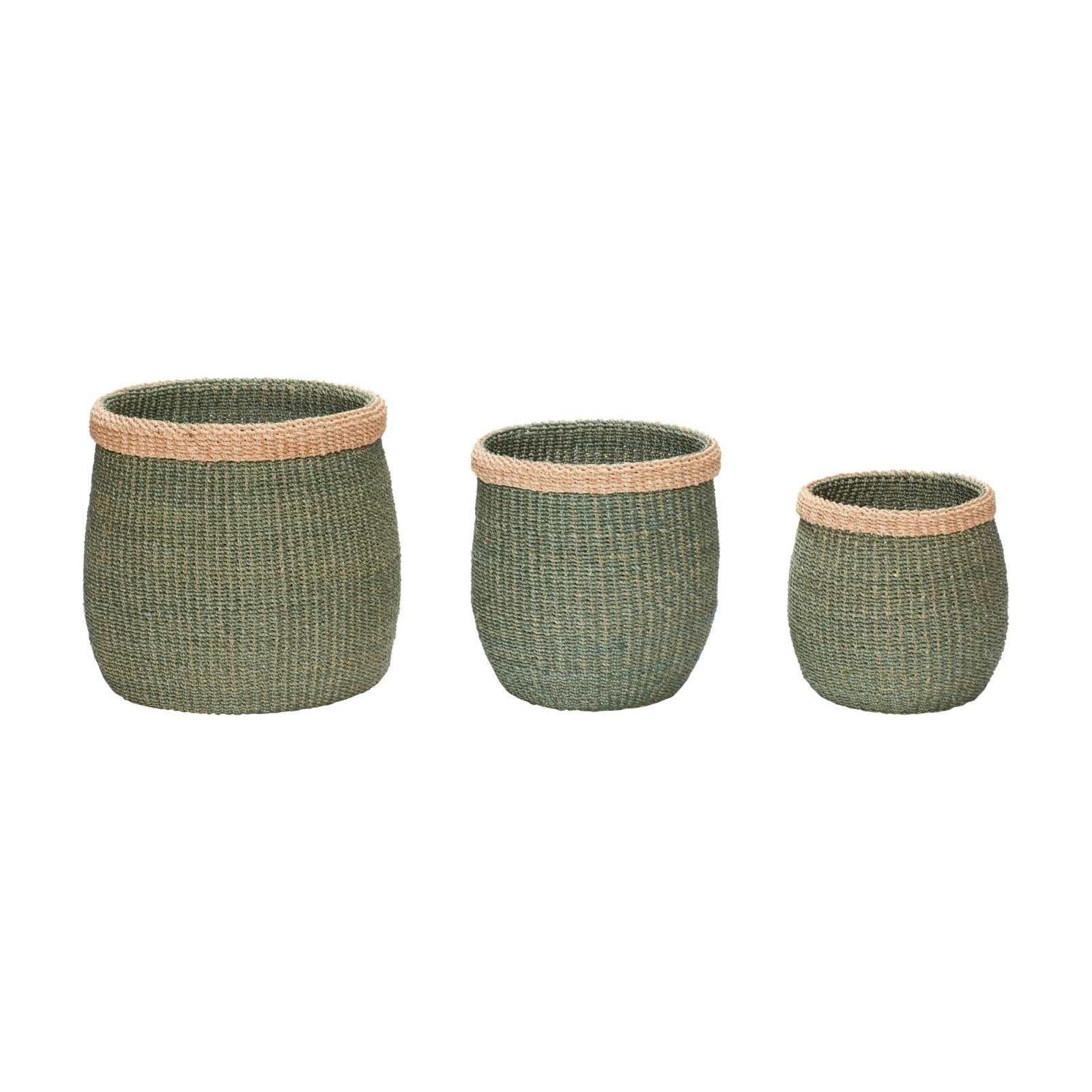 Hübsch Moss Korg 3 - Pack, Grön - Azalea Home
