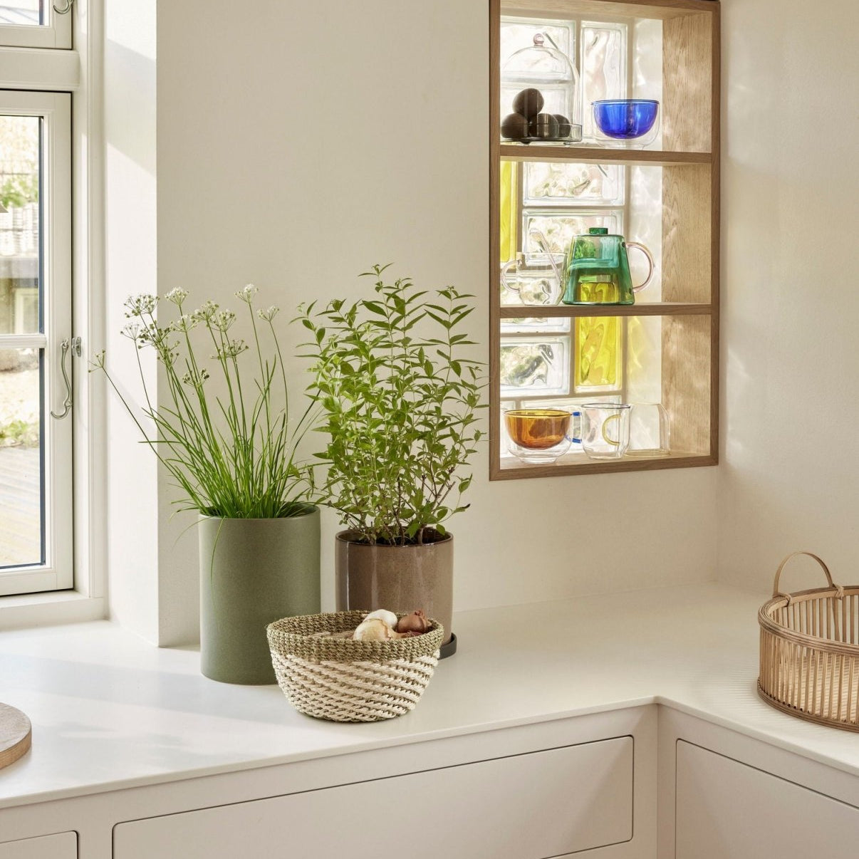 Hübsch Palm Korgar 2 - Pack, Grön - Azalea Home