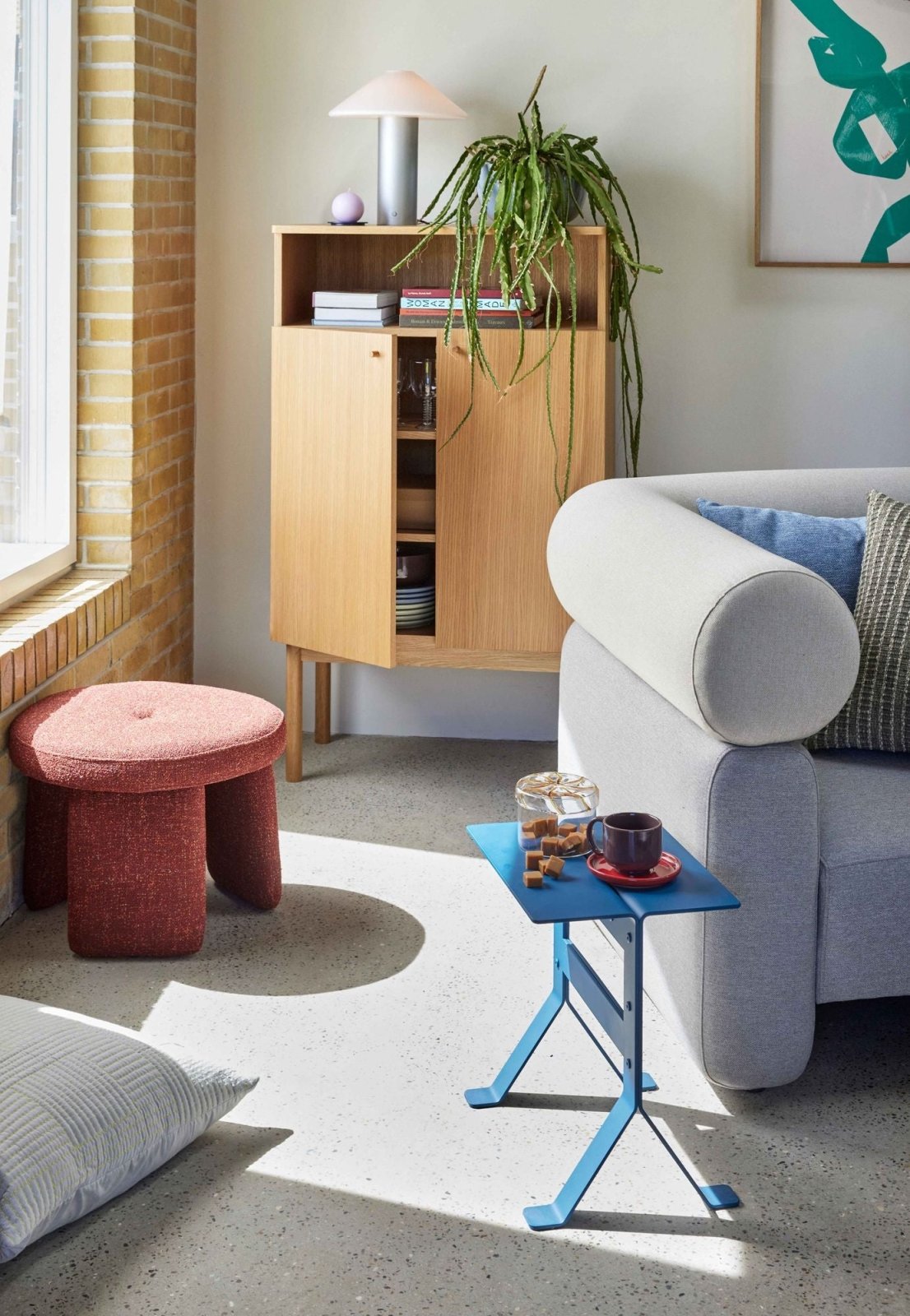Hübsch Rocco Puff, Röd - Azalea Home