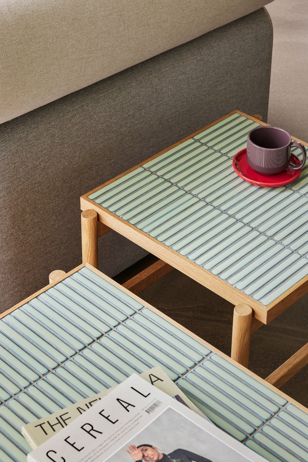 Hübsch Tile Soffbord, Mint/Natur - Azalea Home