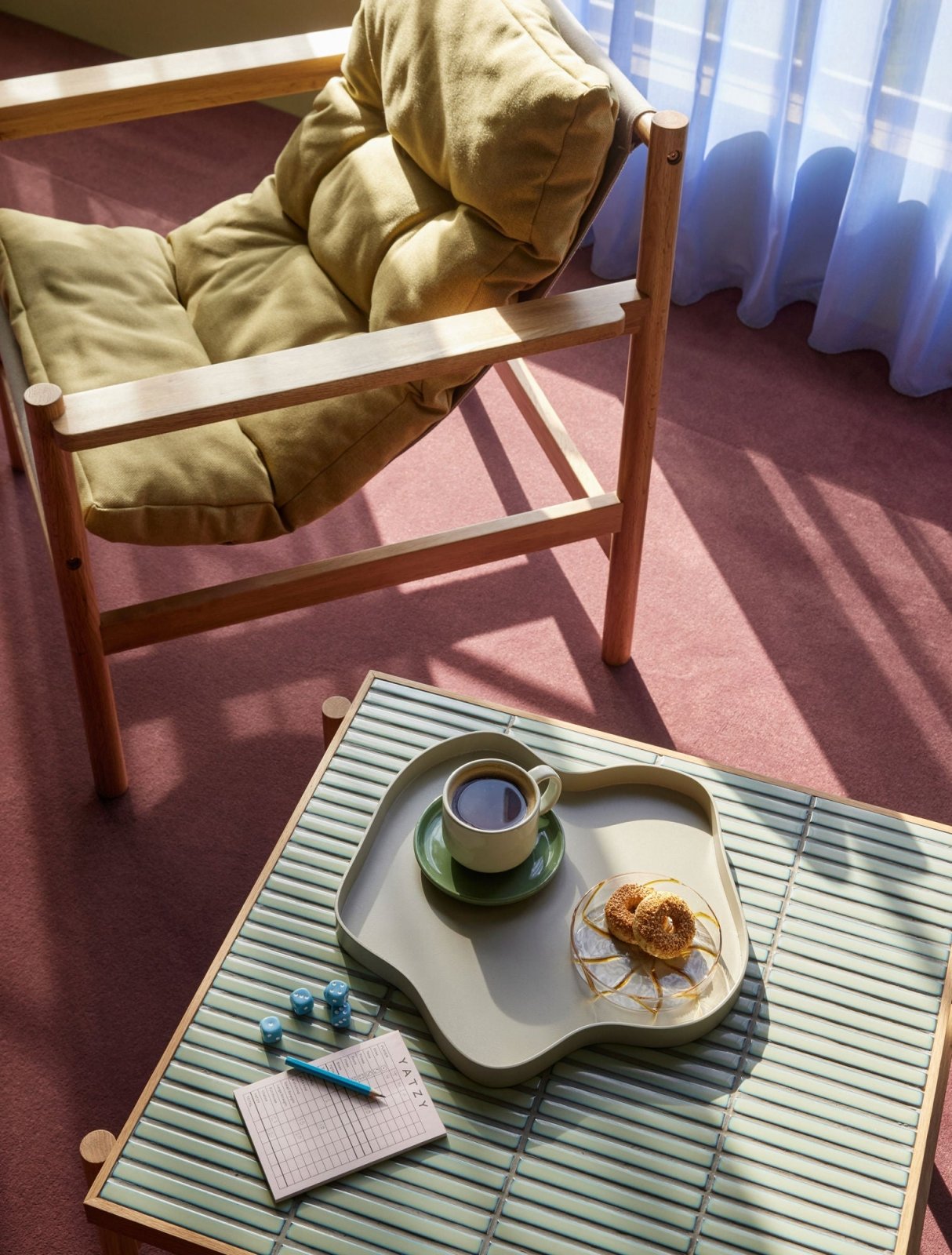 Hübsch Tile Soffbord, Mint/Natur - Azalea Home