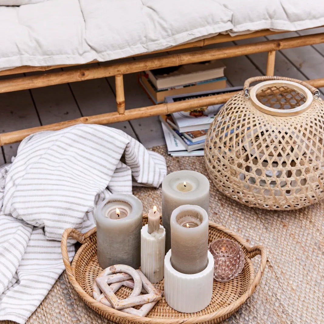 Lene Bjerre Eliana ljusstake 10x9,5 marmor, Vit - Azalea Home