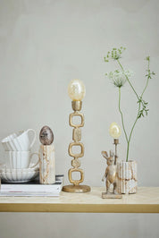 Lene Bjerre Eliana ljusstake 12,5x4,5 marmor, Beige - Azalea Home