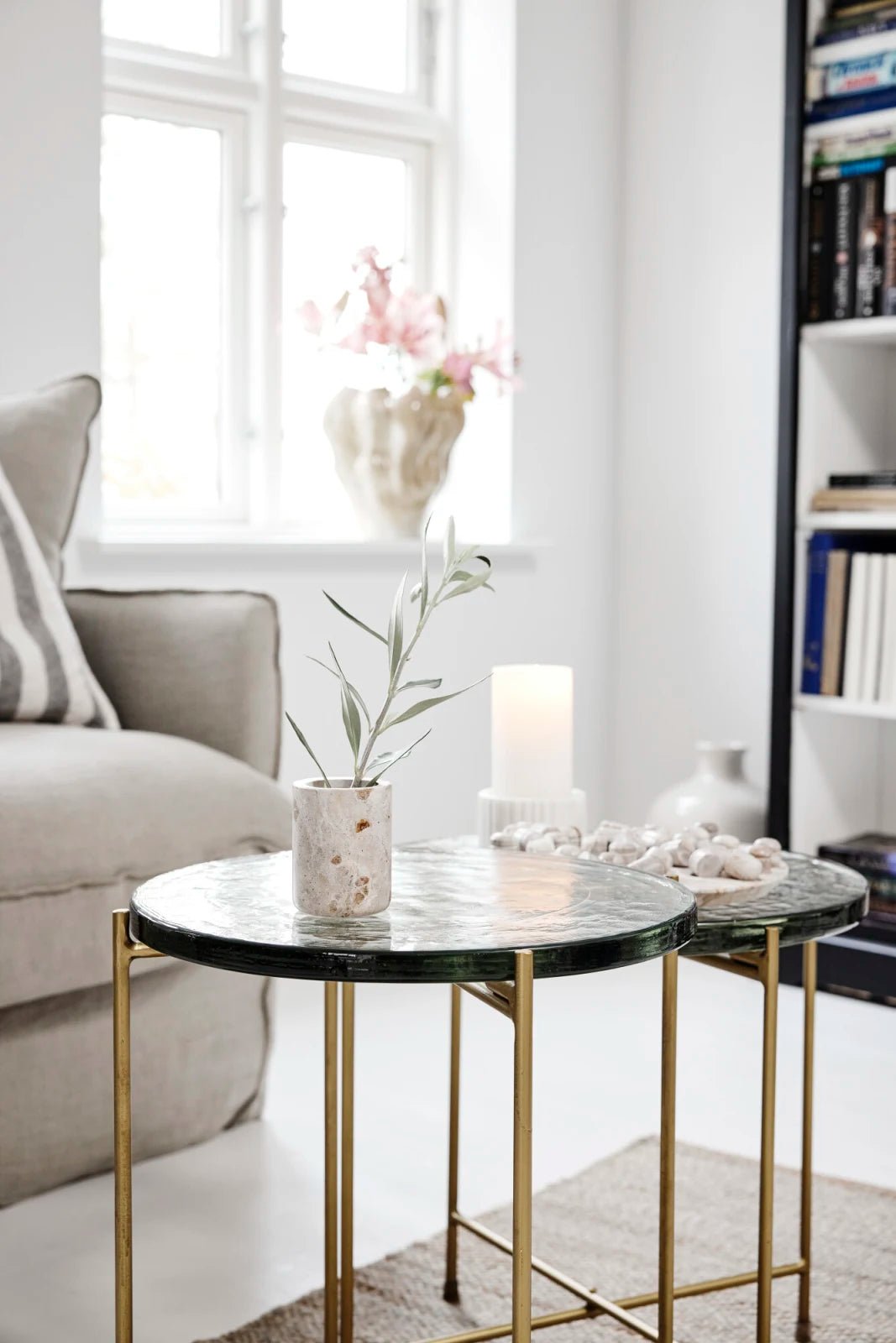 Lene Bjerre Ellia burk 9x6 marmor, Beige - Azalea Home