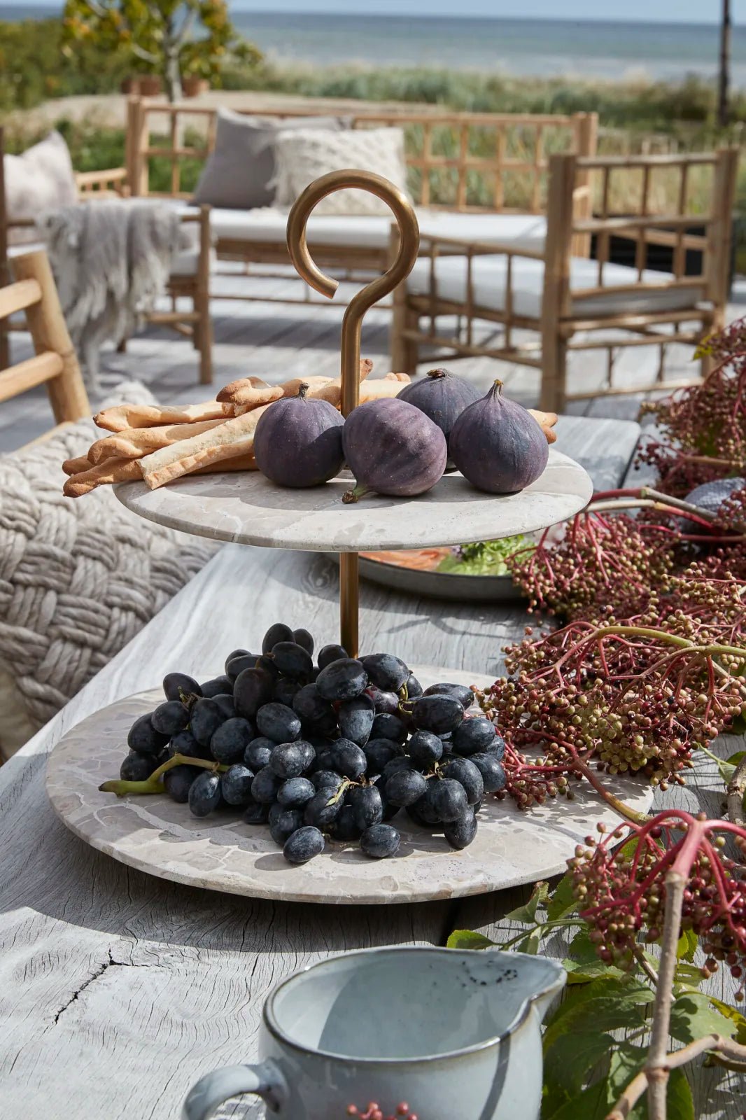 Lene Bjerre Ellia Kakfat Etagere Marmor, Linen - Azalea Home