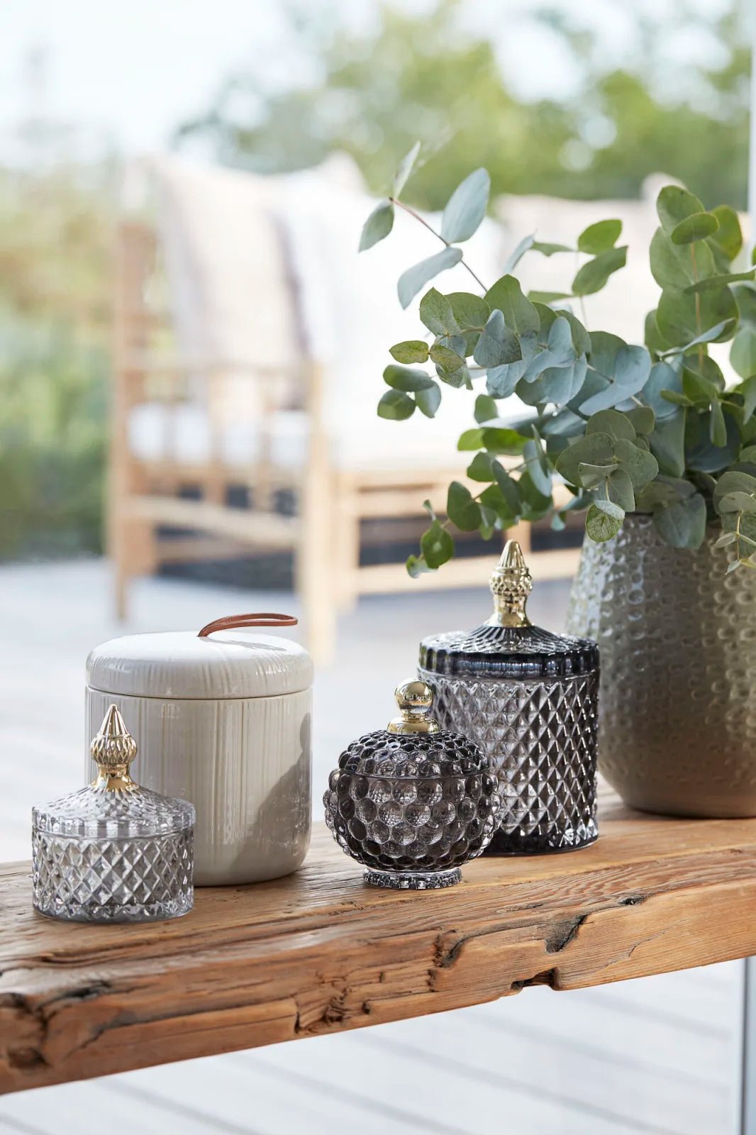 Lene Bjerre Miya Glasburk H11, Mörkgrå / Guld - Azalea Home