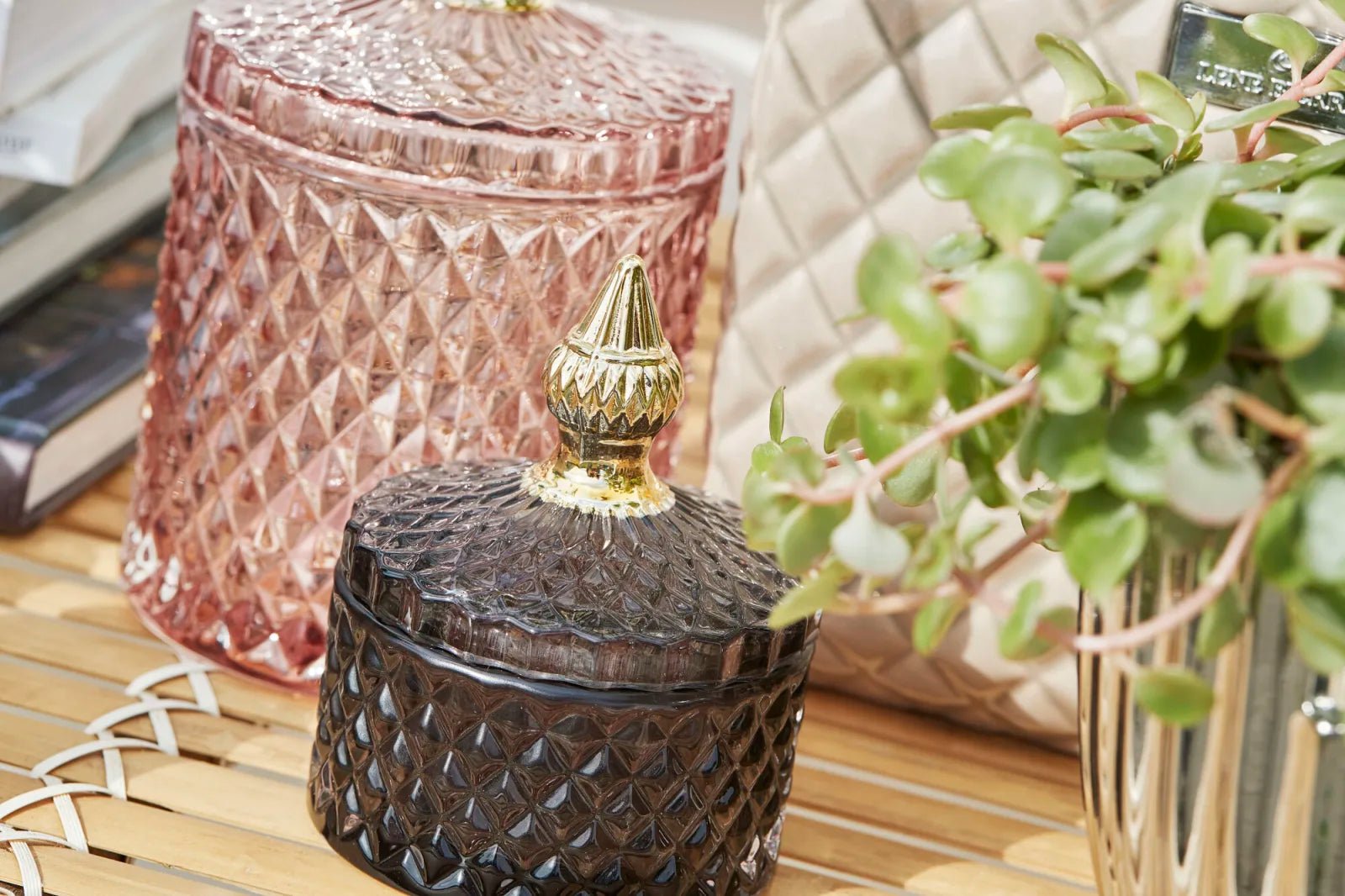 Lene Bjerre Miya Glasburk H17.5cm, Rose / Guld - Azalea Home