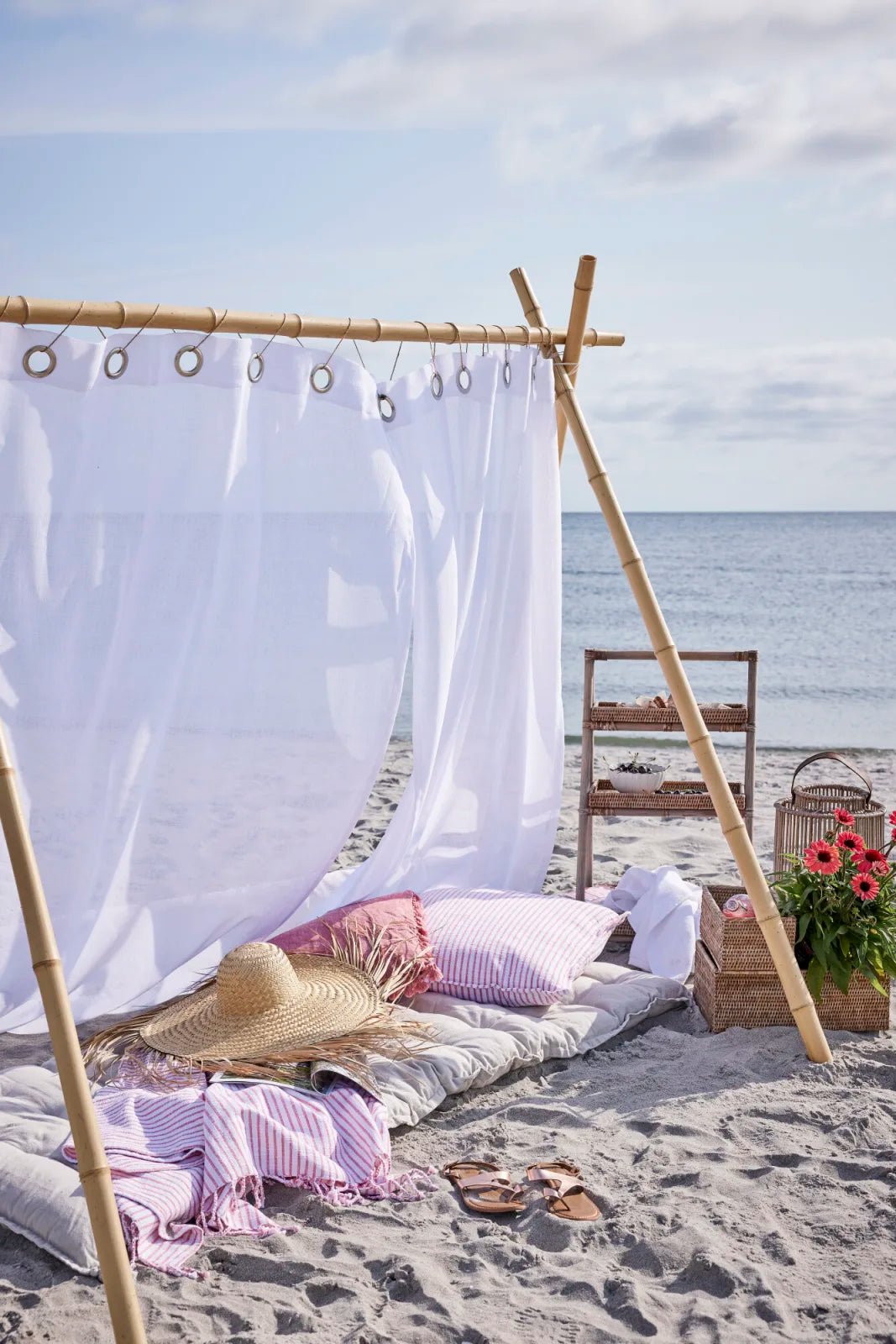 Lene Bjerre Olivia pläd 170x130 cm, Off White / Coral - Azalea Home