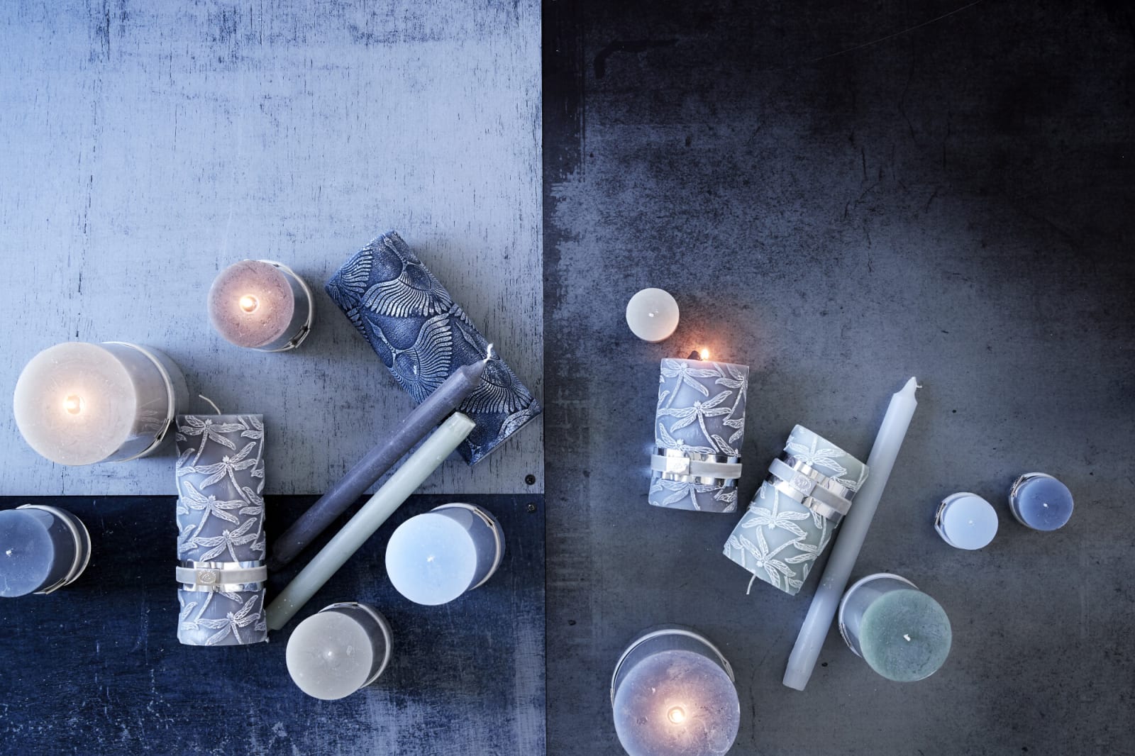 Lene Bjerre Rustik Blockljus H6, Ljusblå - Azalea Home