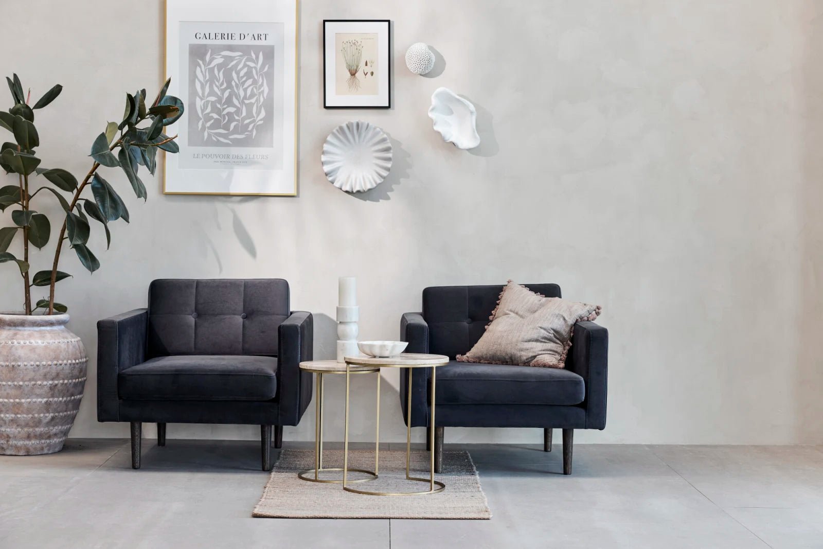 Lene Bjerre Traville sidobord 2 - Pack, Linen / Guld - Azalea Home