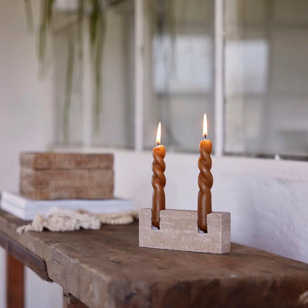 Lene Bjerre Travina ljusstake 15x6cm, Beige - Azalea Home