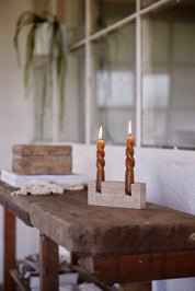 Lene Bjerre Travina ljusstake 15x6cm, Beige - Azalea Home